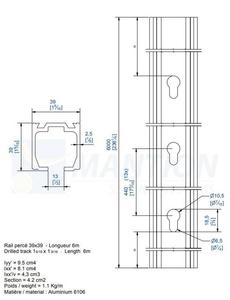 Szyna nośna MANTION HERCULE 10300, aluminium