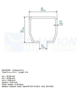 Szyna nośna MANTION HERCULE 9050N, stal czarna