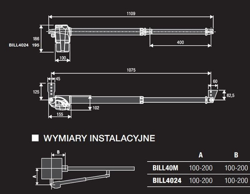 Zestaw do bram skrzydłowych BENINCA KBILL40M.PM