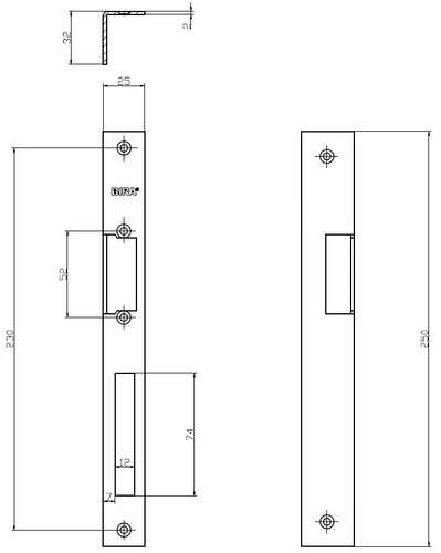 Blacha kątowa do elektrozaczepów BIRA OK-K5, ocynk