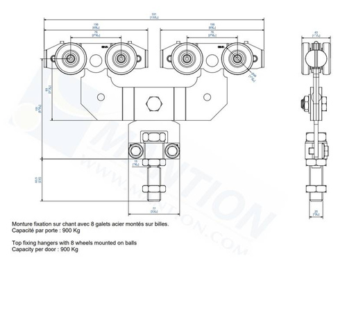 Wózek 8-kołowy MANTION 9258S, ocynk