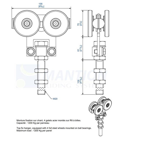 Wózek 4-kołowy MANTION 2285SL, ocynk