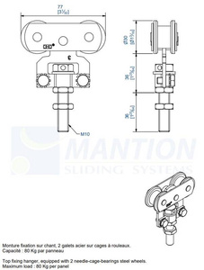 Wózek 4-kołowy MANTION 0235A, ocynk