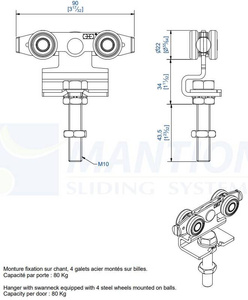 Wózek 4-kołowy MANTION 9212, ocynk