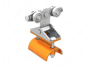 Wózek 4-kołowy z mocowaniem wahliwym do kabli płaskich MANTION 2432P, koła nylonowe