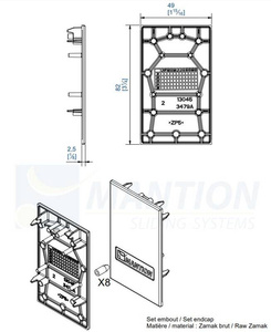 Zaślepka maskownicy MANTION 13045B do systemu SAF-EVOLUTION, zamak surowy
