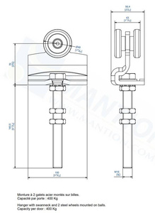 Wózek 2-kołowy z przedłużonym trzpieniem MANTION 9251L, ocynk