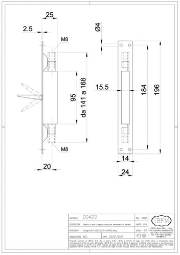 Podwójna zasuwa czołowa (kantrygiel) IBFM 422