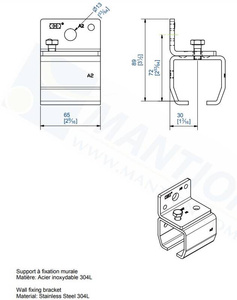 Uchwyt ścienny MANTION 9048VXA2, stal nierdzewna AISI 304