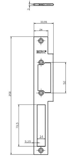 Blacha płaska, zamknięta do elektrozaczepów BIRA OK-C3, stal nierdzewna