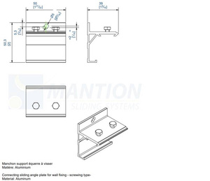 Łącznik szyny MANTION SAF-EVOLUTION 13013M, aluminium