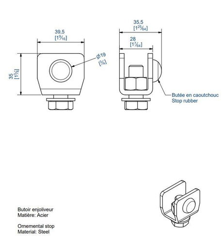 Stoper szyny MANTION 9148, ocynk