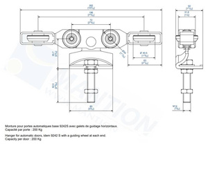 Wózek 6-kołowy do drzwi automatycznych MANTION 9242SE, ocynk