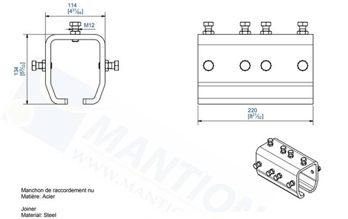 Łącznik szyny MANTION 9071M, ocynk