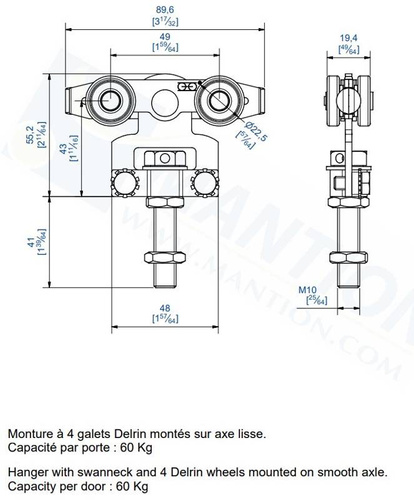Wózek 4-kołowy MANTION 99215, koła Delrin