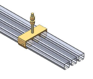 Regulowany potrójny sufitowy uchwyt szyny NIKO 21.B85, ocynk