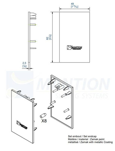Zaślepka maskownicy MANTION 13045 do systemu SAF-EVOLUTION, zamak
