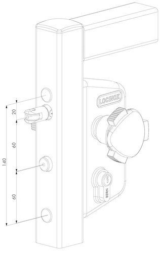 Zamek basenowy Locinox LAKZ P1 WSI na profil kwadratowy 40 mm