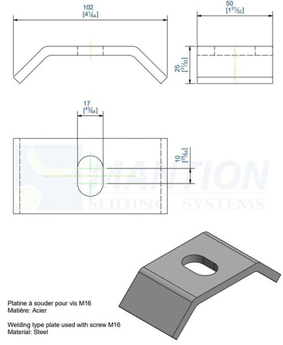 Płytka montażowa do wspawania MANTION 0085, stal czarna