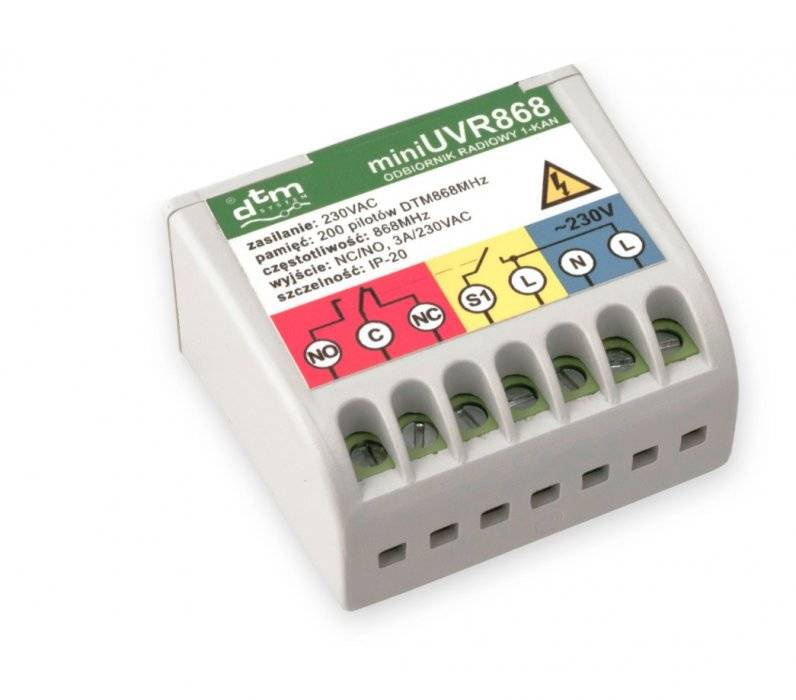 Odbiornik 1-kanałowy DTM miniUVR 868 MHz