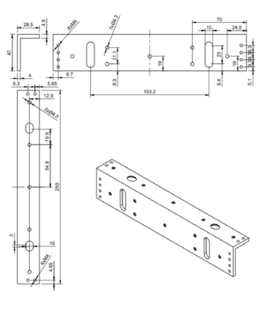 Element montażowy L BIRA Hartte MG280L widok z boku