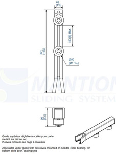 Regulowany 2-rolkowy prowadnik górny MANTION 1052