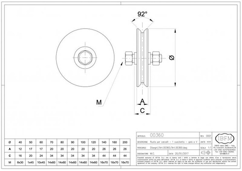 Koło jezdne 1-łożyskowe profil V