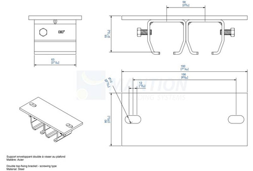 Podwójny uchwyt sufitowy MANTION 9048H2, ocynk