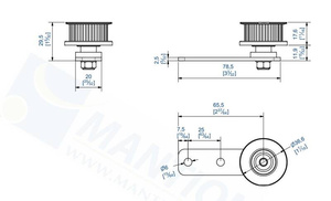 Zwrotna rolka zębata MANTION 10190 do jednoczesnego przesuwu dwóch okiennic