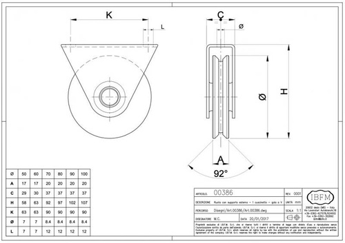 Koło jezdne 1-łożyskowe profil V z podporą górną
