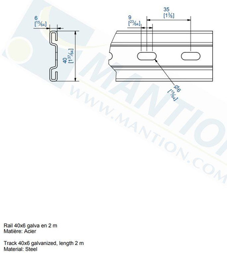 Profil płaskownikowy 40x6 mm MANTION 1716, ocynk, 2000 mm