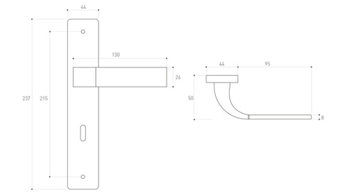 Klamka drzwiowa Metal-Bud PRIMA 72 mm