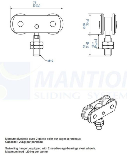 Wózek 4-kołowy MANTION 0633A, ocynk