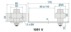 Regulowany prowadnik dolny do przykręcenia MANTION 1091V, ocynk