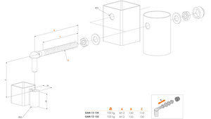 Komplet zawiasów do furtek ogrodowych Locinox GAM12, do wspawania