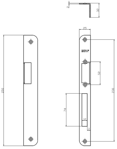Blacha kątowa do elektrozaczepów BIRA OK-K6, ocynk