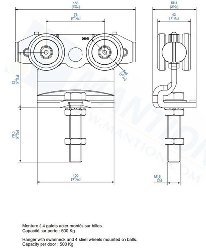 Wózek 4-kołowy MANTION 9252, ocynk