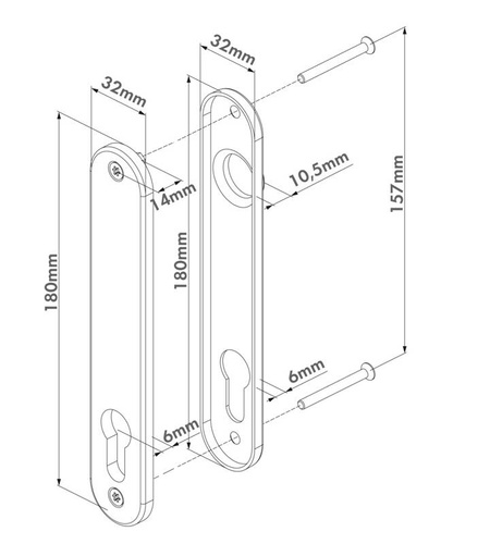 Szyld do zamka wpuszczanego na półklamkę (zaślepiony) Locinox 3025-HYB-BLIND-ALU