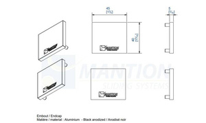 Zaślepka szyny MANTION 11052C do systemu SAF-SLIM, aluminium