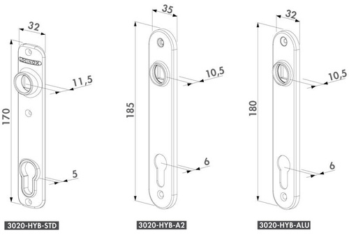 Szyld do zamka wpuszczanego Locinox 3020-HYB