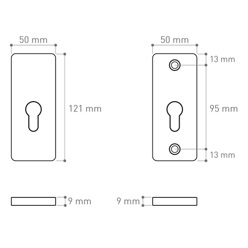 Szyld górny bezpieczny do klamek Metal-Bud ATLAS, wersja krótka