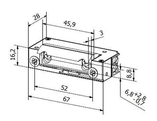 Elektrozaczep BIRA Hartte XS, rewersyjny