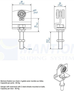 Wózek 2-kołowy MANTION 9211W (szeroki korpus), ocynk