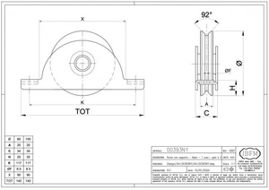 Nylonowe koło jezdne 1-łożyskowe profil V z podporą wewnętrzną