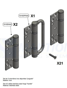 Zestaw zawiasów skrzydłowych MANTION GH10430HOH, stal nierdzewna
