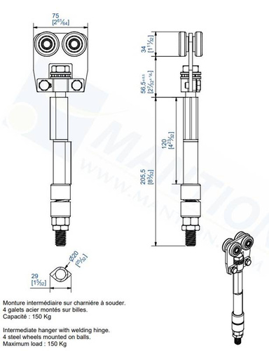 Wózek 4-kołowy do wspawania MANTION 9342SO, ocynk