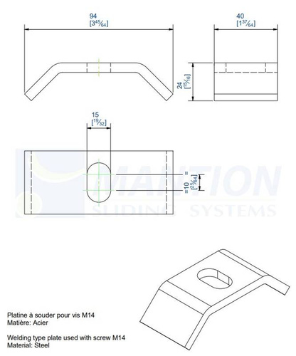 Płytka montażowa do wspawania MANTION 0065, stal czarna