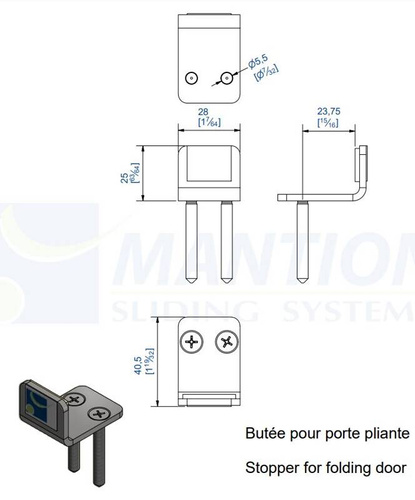 Ogranicznik otwarcia MANTION 9144, stal nierdzewna AISI 304