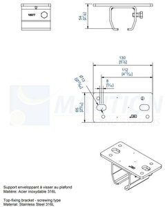Uchwyt sufitowy MANTION 9048HXA4, stal kwasoodporna AISI 316