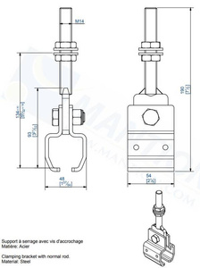Regulowany, wychylny uchwyt sufitowy MANTION 9032, ocynk